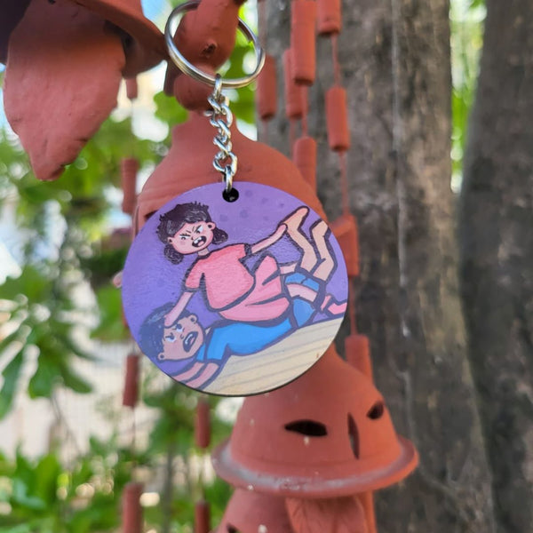 Siblings Wrestling Keychain