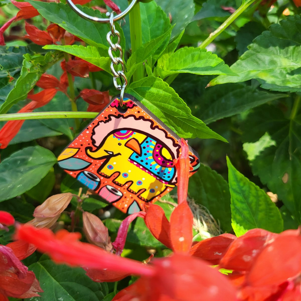 Happy Indian Elephant Keychain