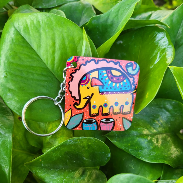 Happy Indian Elephant Keychain